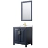 Dark Blue / White Quartz Top / Brushed Gold Hardware