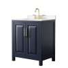 Dark Blue / White Quartz Top / Brushed Gold Hardware