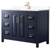 Dark Blue / White Cultured Marble Top / Brushed Gold Hardware