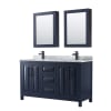 Dark Blue / White Carrara Marble Top / Matte Black Hardware