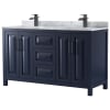 Dark Blue / White Carrara Marble Top / Matte Black Hardware