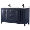 Dark Blue / White Cultured Marble Top / Matte Black Hardware