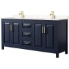 Dark Blue / Carrara Cultured Marble Top / Brushed Gold Hardware