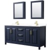 Dark Blue / White Cultured Marble Top / Brushed Gold Hardware