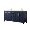 Dark Blue / White Quartz Top / Brushed Gold Hardware