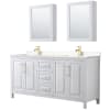 White / Carrara Cultured Marble Top / Brushed Gold Hardware