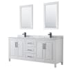 White / White Carrara Marble Top / Matte Black Hardware