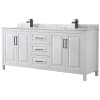 White / White Carrara Marble Top / Matte Black Hardware