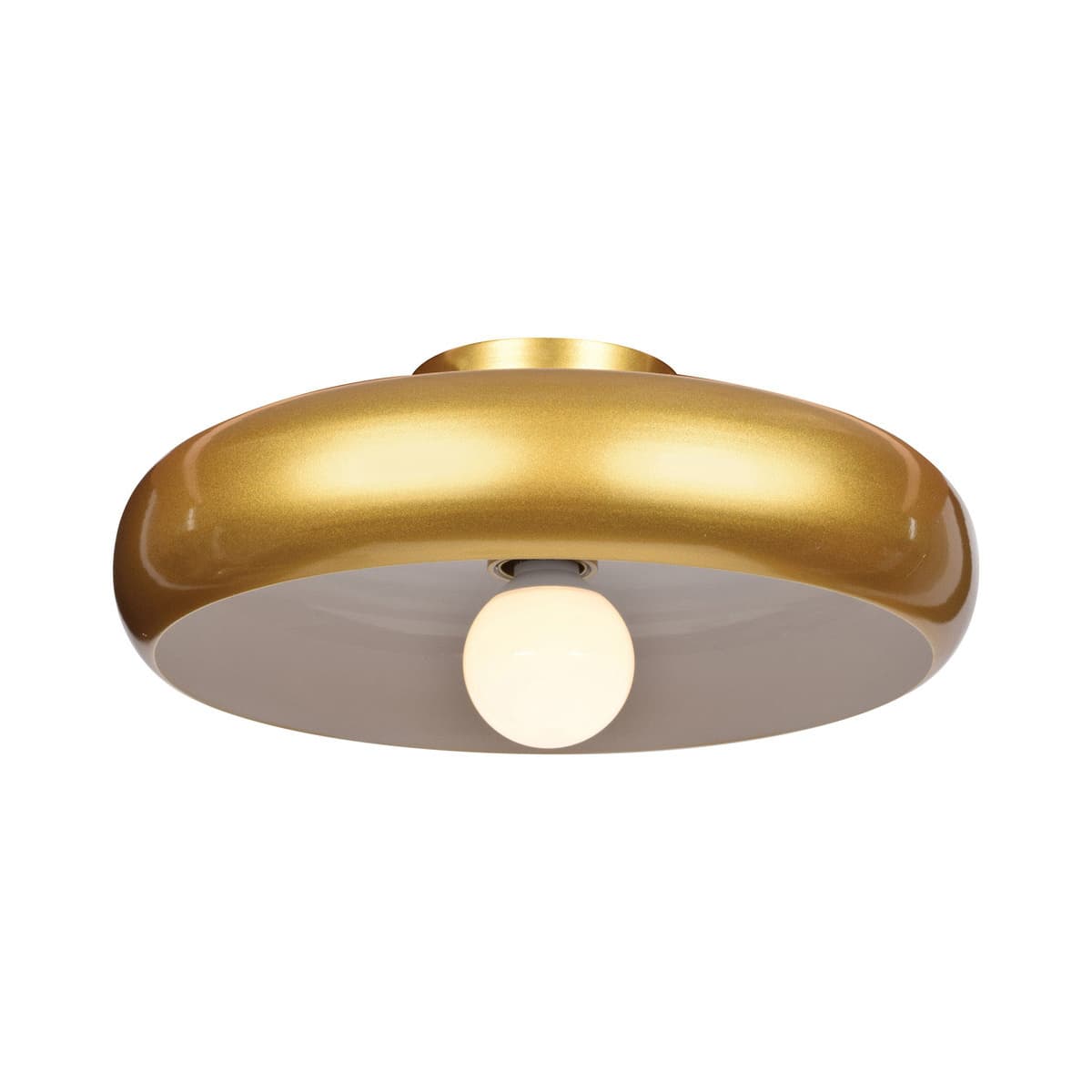 Access Lighting 23880LEDDLP-GLD/WHT Gold / White Bistro Single Light  15-3/4" Wide LED Semi-Flush Drum Ceiling Fixture - LightingShowplace.com