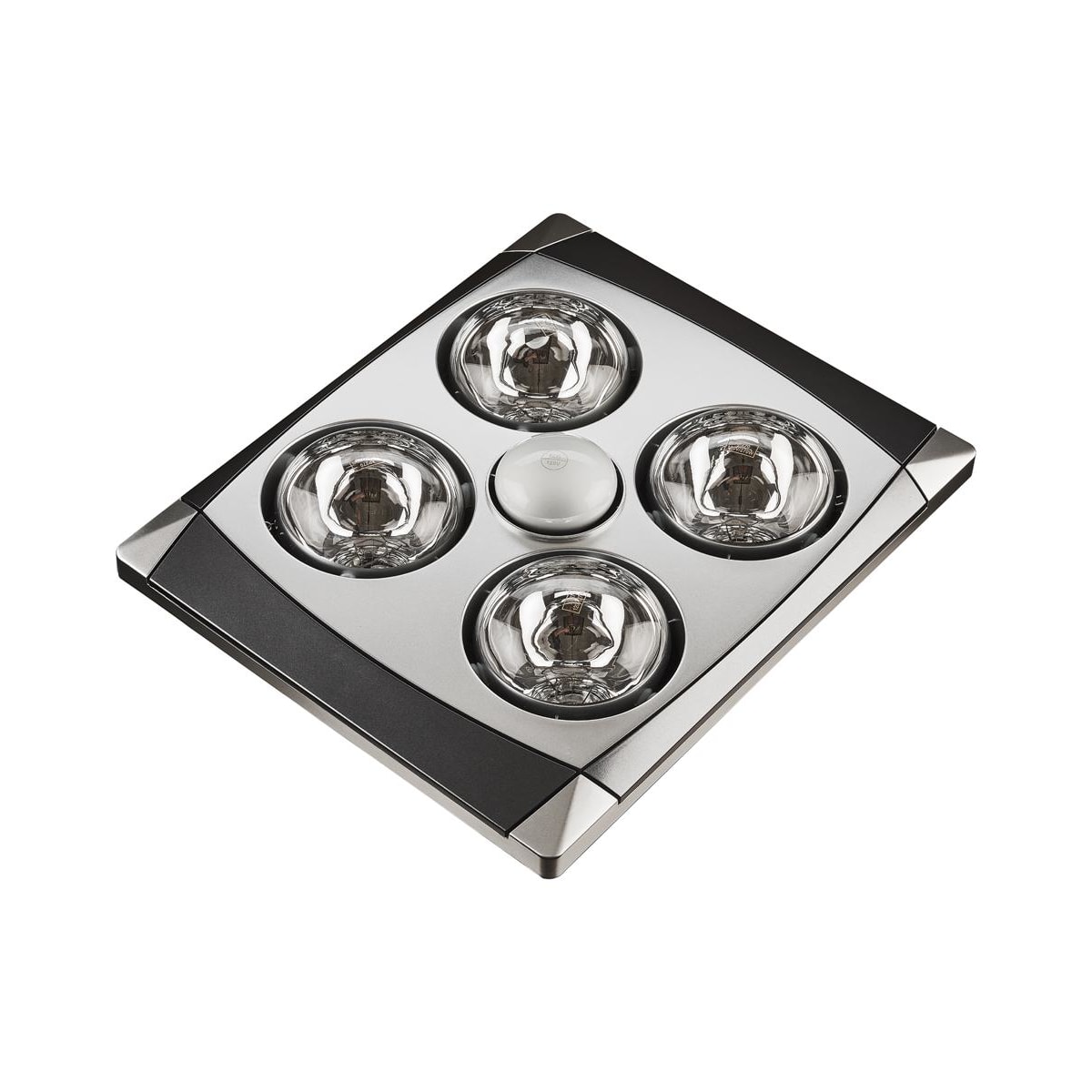 Aero Pure A716A MC Matte Chrome Heater Series 90 CFM 1.2 Sone Ceiling Mounted Bath Fan with Incandescent Lighting Four 270W Heat Lamps and Chrome Grille FaucetDirect