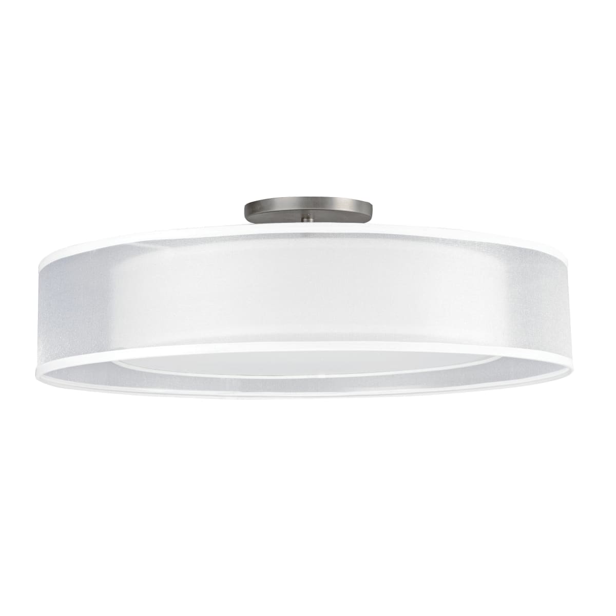 AFX CZF1824LAJUDSN WHWH Satin Nickel Cortez 18 Wide LED Semi Flush Drum Ceiling Fixture LightingDirect