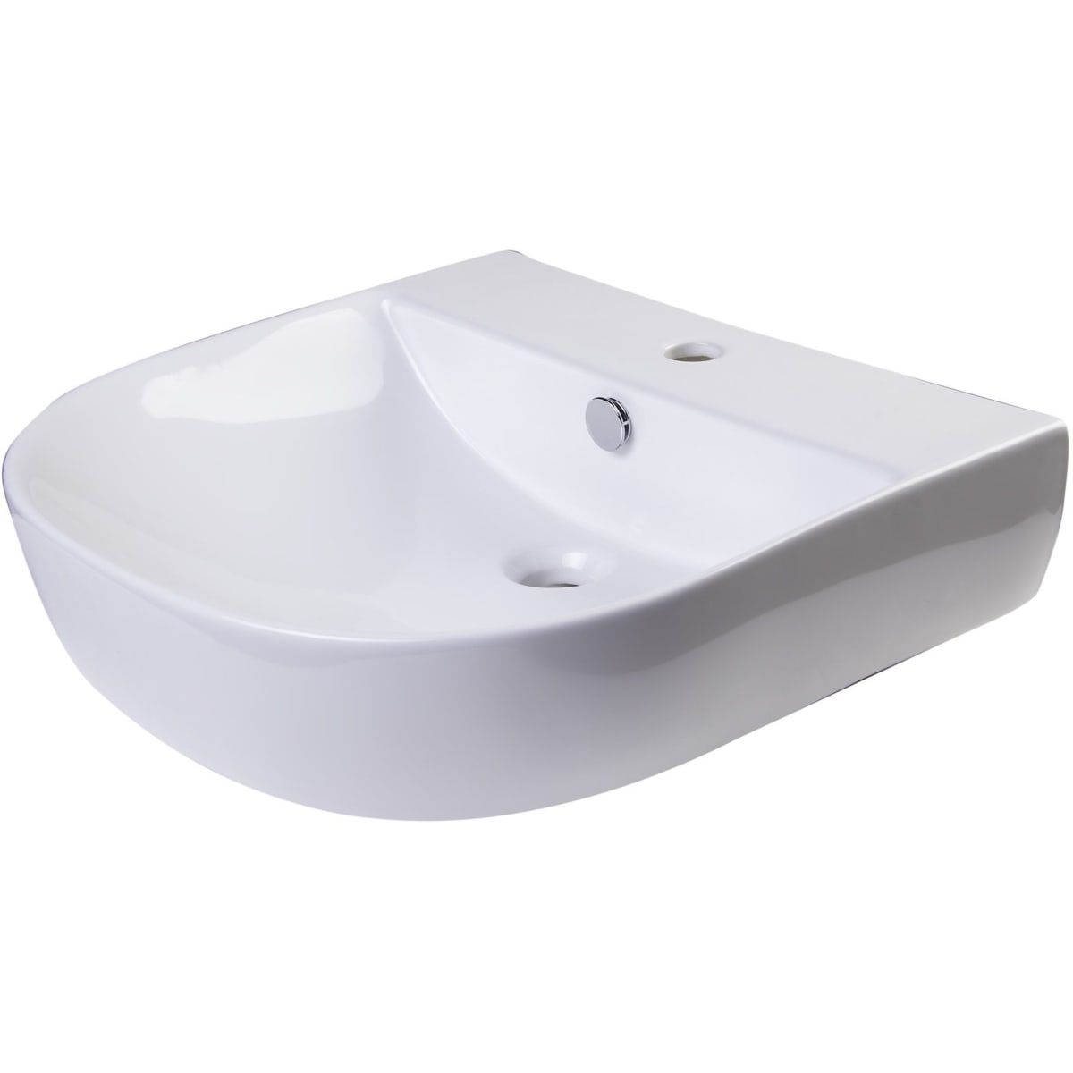 Alfi Brand Ab110 White 20 Porcelain D Bowl Wall Mounted Bathroom Sink With 1 Faucet Hole And Overflow Faucet Com