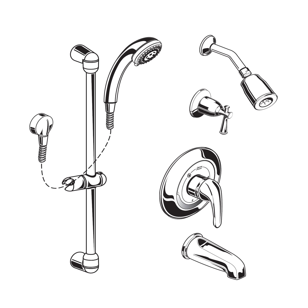 American Standard 1662 214 002 Chrome Commercial Tub And Shower