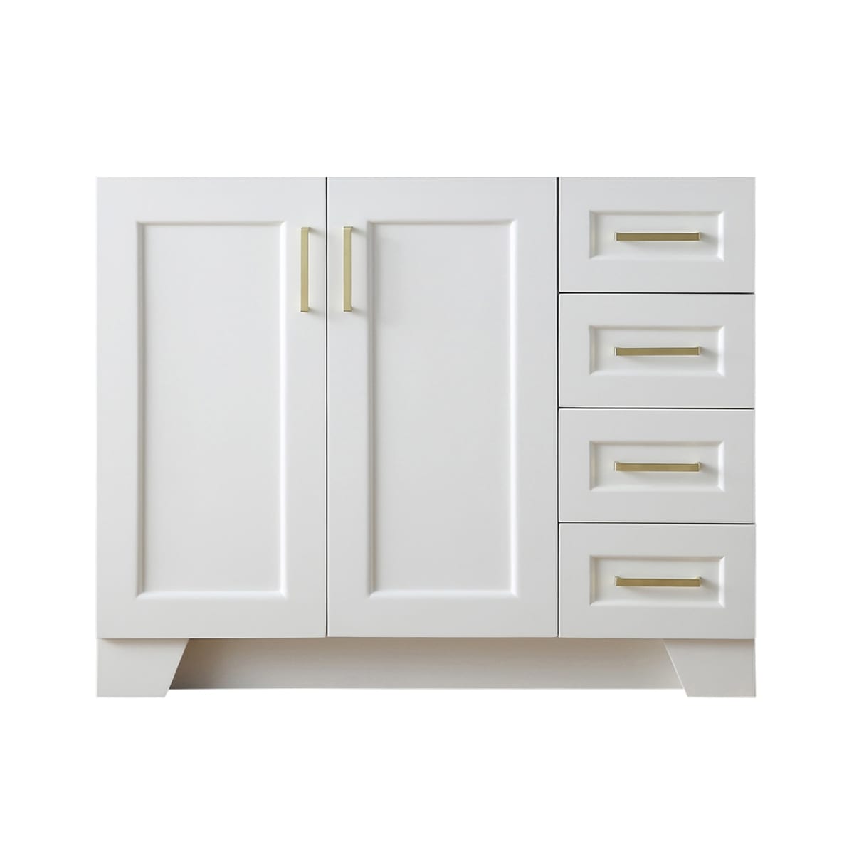 Ariel Q043s L Bc Wht White Taylor 42 Single Wood Vanity Cabinet With Right Side Drawers Only Less Vanity Top Faucet Com