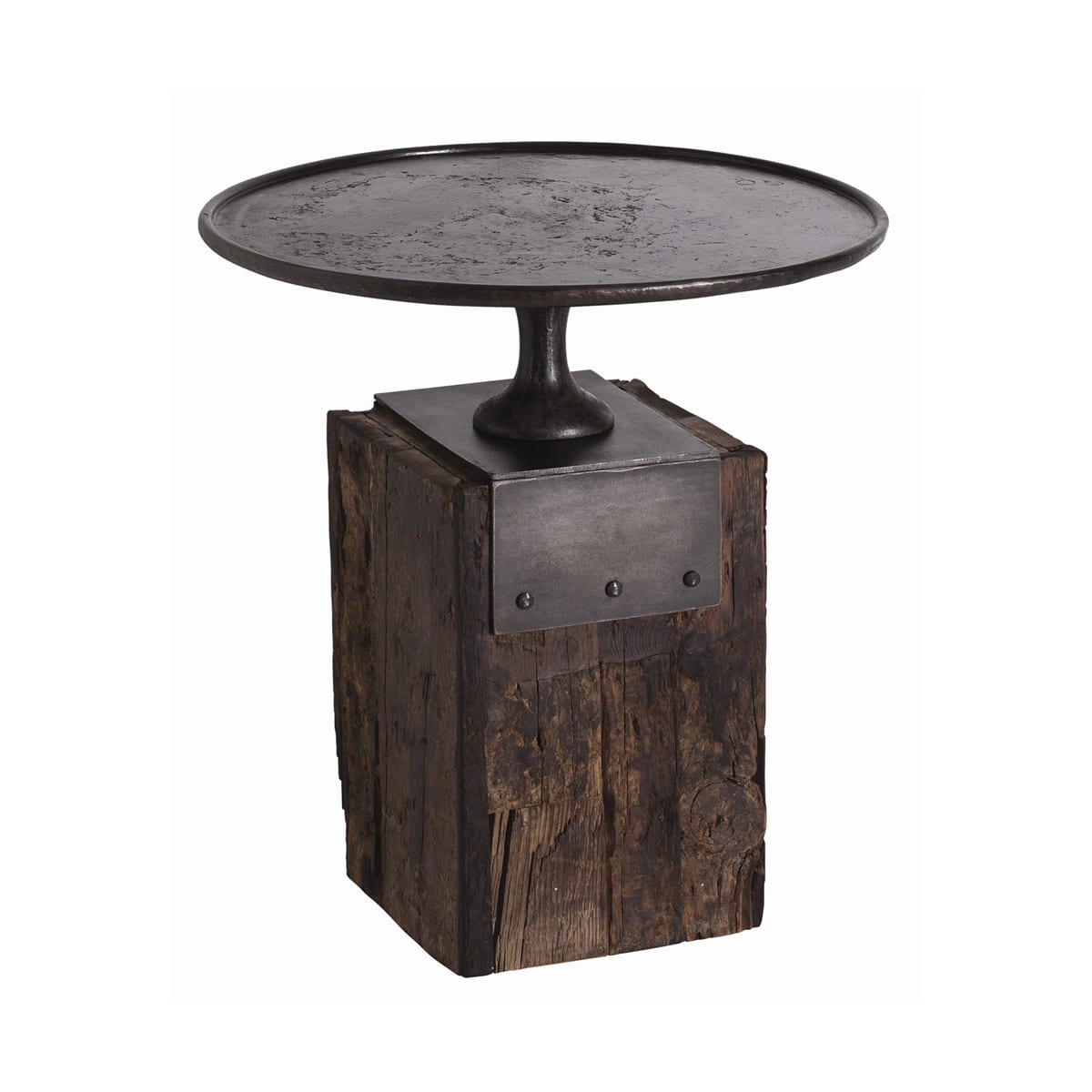 Arteriors Dd2028 Burnt Wax Anvil 25 Inch Diameter Wood Top Iron Bar Table Lightingshowplace Com