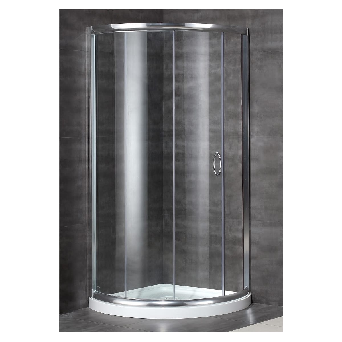 Aston Sd908 Tr Ch 40 5 Chrome 40 X 40 Round Semi Frameless Shower Enclosure With 3 16 Glass And Base Faucet Com