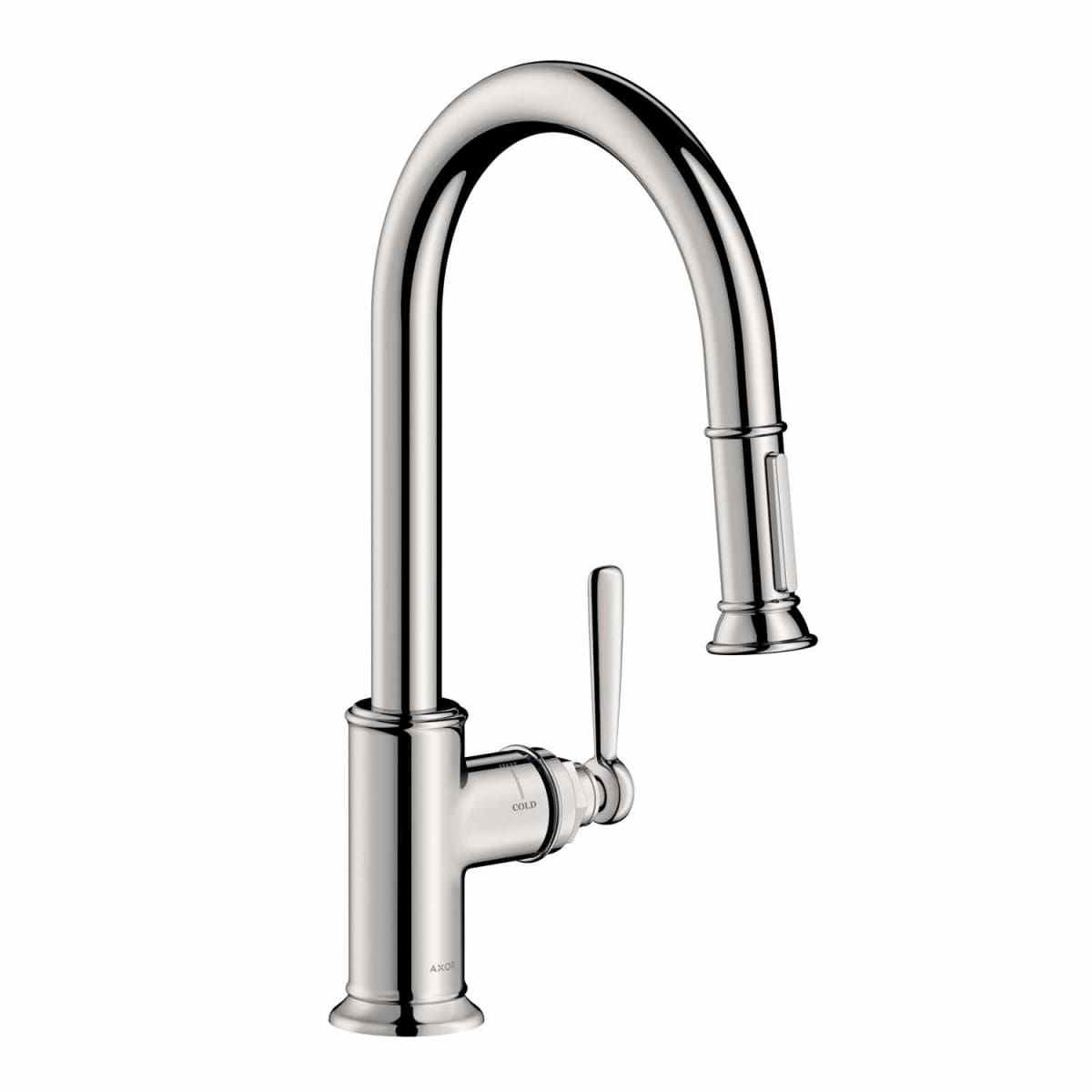 Axor 16581831 Polished Nickel Montreux Single Handle Pull Down Spray Axor 16581 Montreux Faucet