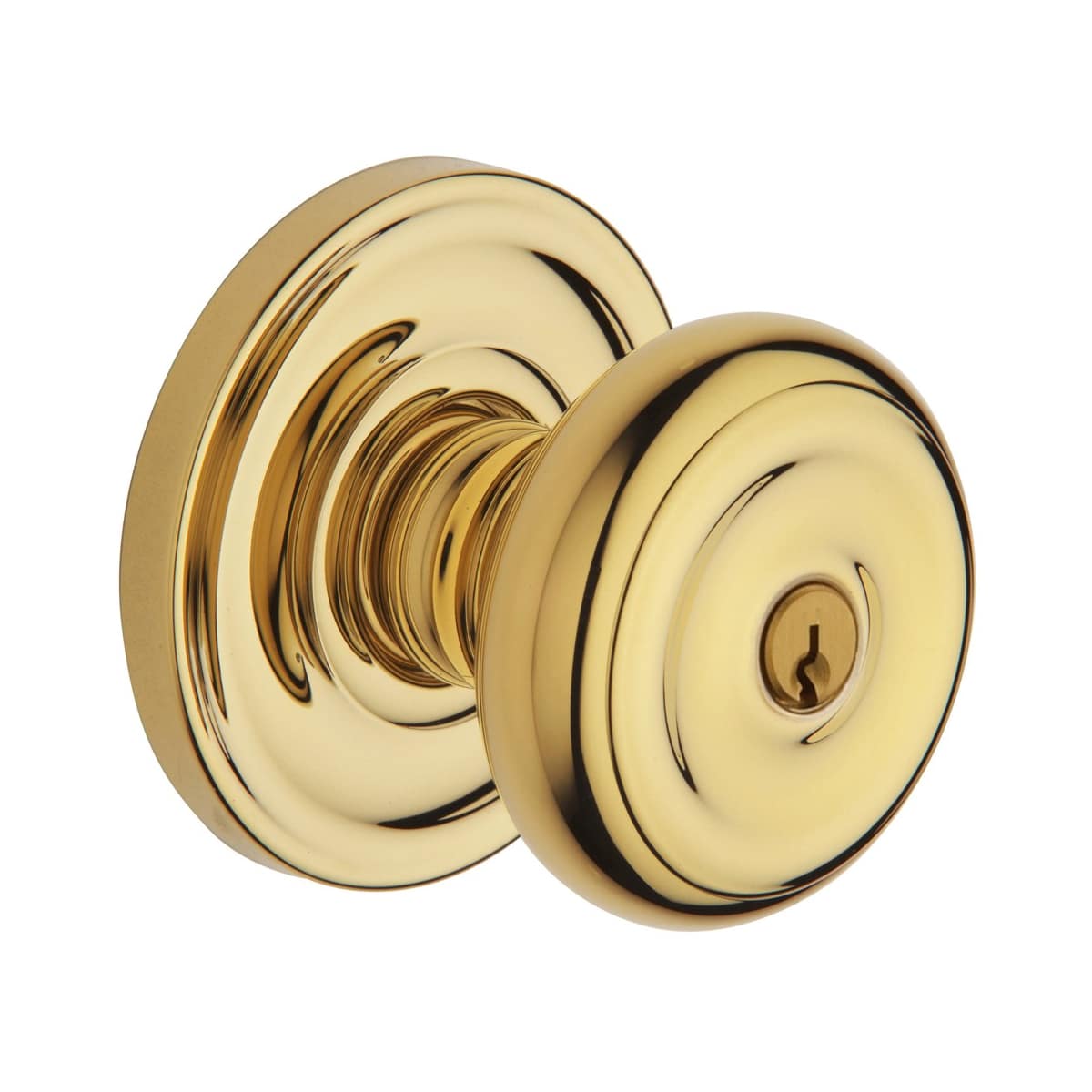 Keyed Contemporary Knob with Square Rose - Lifetime (PVD) Satin