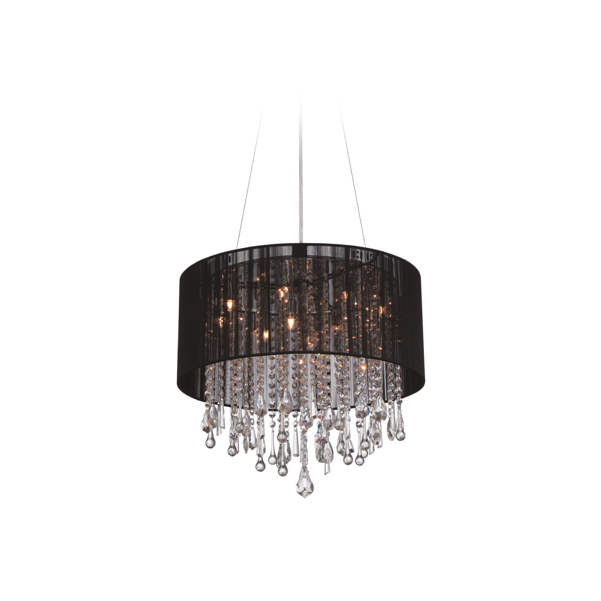 Black drum shade chandelier with crystals best sale