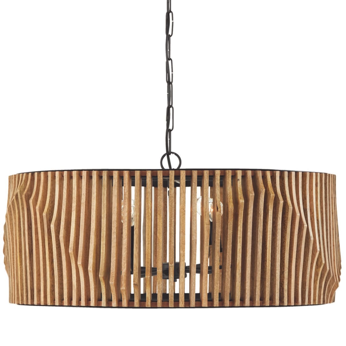 Capital Lighting 344664WK Light Wood Matte Black Archer 6 Light 33 Wide Drum Chandelier LightingDirect