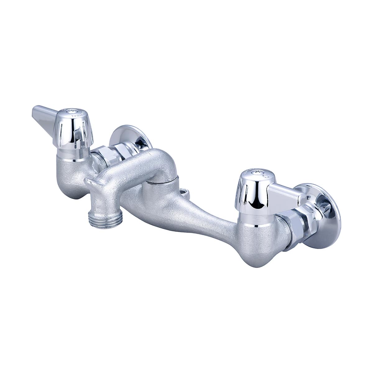Central Brass 0051 Urc Rough Chrome Double Handle Wall Mounted Service Sink Faucet With Lever Handles And 1 2 14 Nps Female Thread Faucetdirect Com