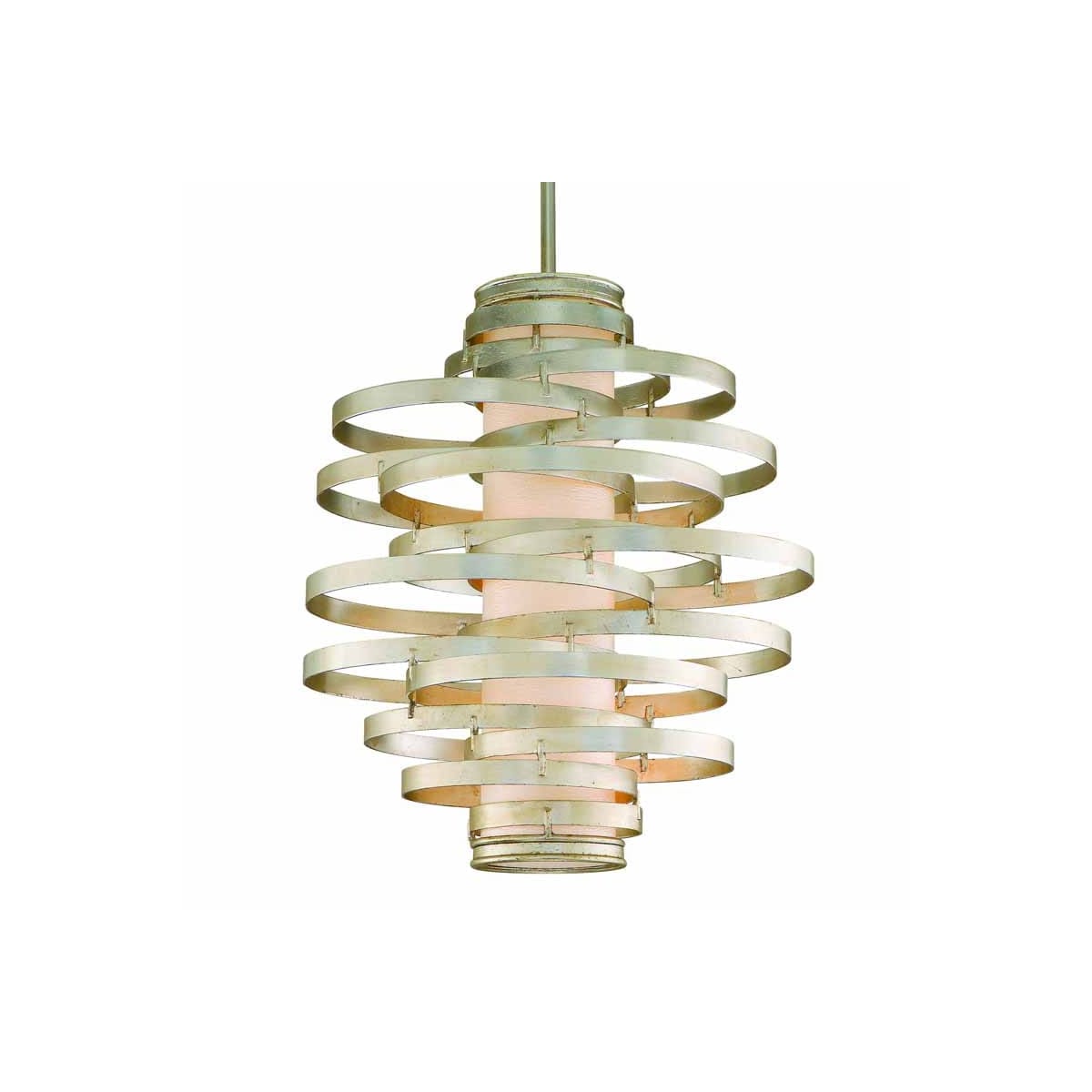 Corbett Lighting 128 43 Modern Silver Vertigo 3 Light 23 Wide Chandelier with Fabric Shade LightingDirect