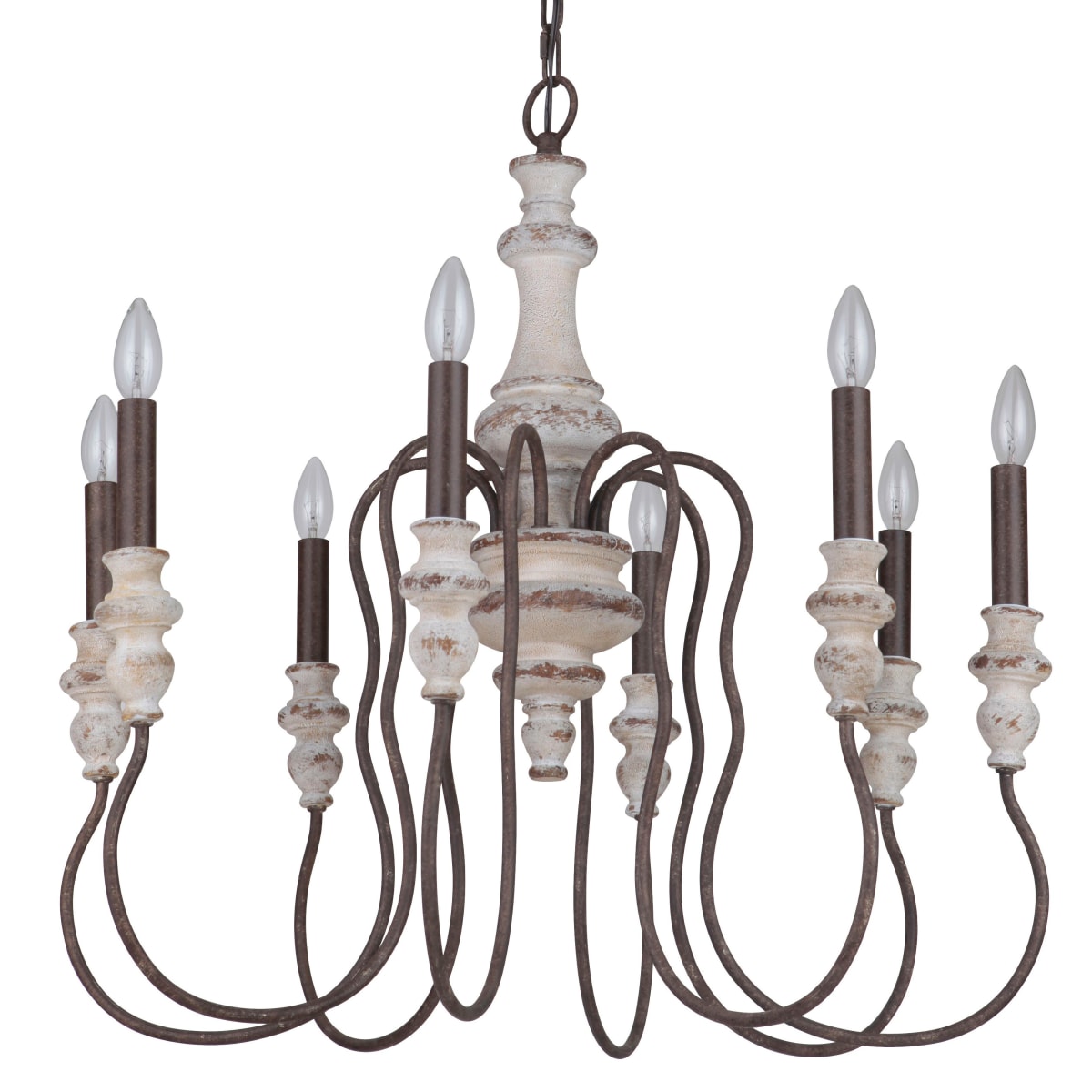 Craftmade 52828-CWFM Cottage White / Forged Metal Highgate 8 Light 27
