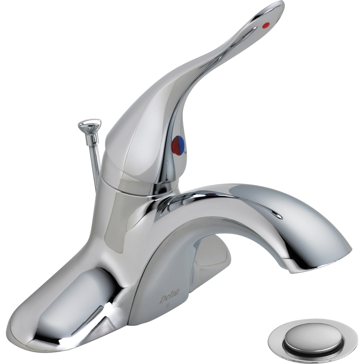 Delta 515lf Hdf Chrome Single Handle 1 2 Gpm Bathroom Faucet With 6 Handle And Pop Up Assembly From The Commercial Series Faucet Com