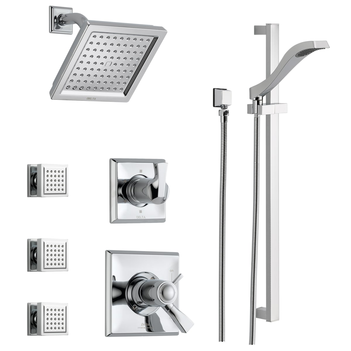 Delta Shower Body DSS-Dryden-17T03CZ Control, Champagne Hand Volume System Series Shower Sprays Head, 17T TempAssure - with Integrated and Shower Valves Includes Bronze Rough-In Thermostatic 3