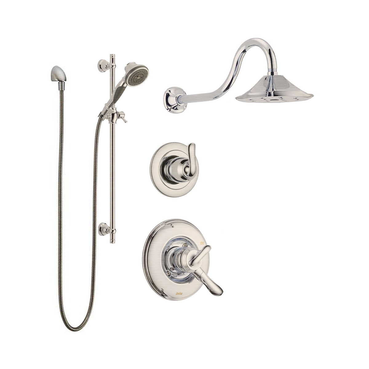 Delta Linden Monitor Shower Package Ch Chrome With Shower Head Diverter Trim Slide Bar Hand Shower And 15 Shower Arm Faucetdirect Com