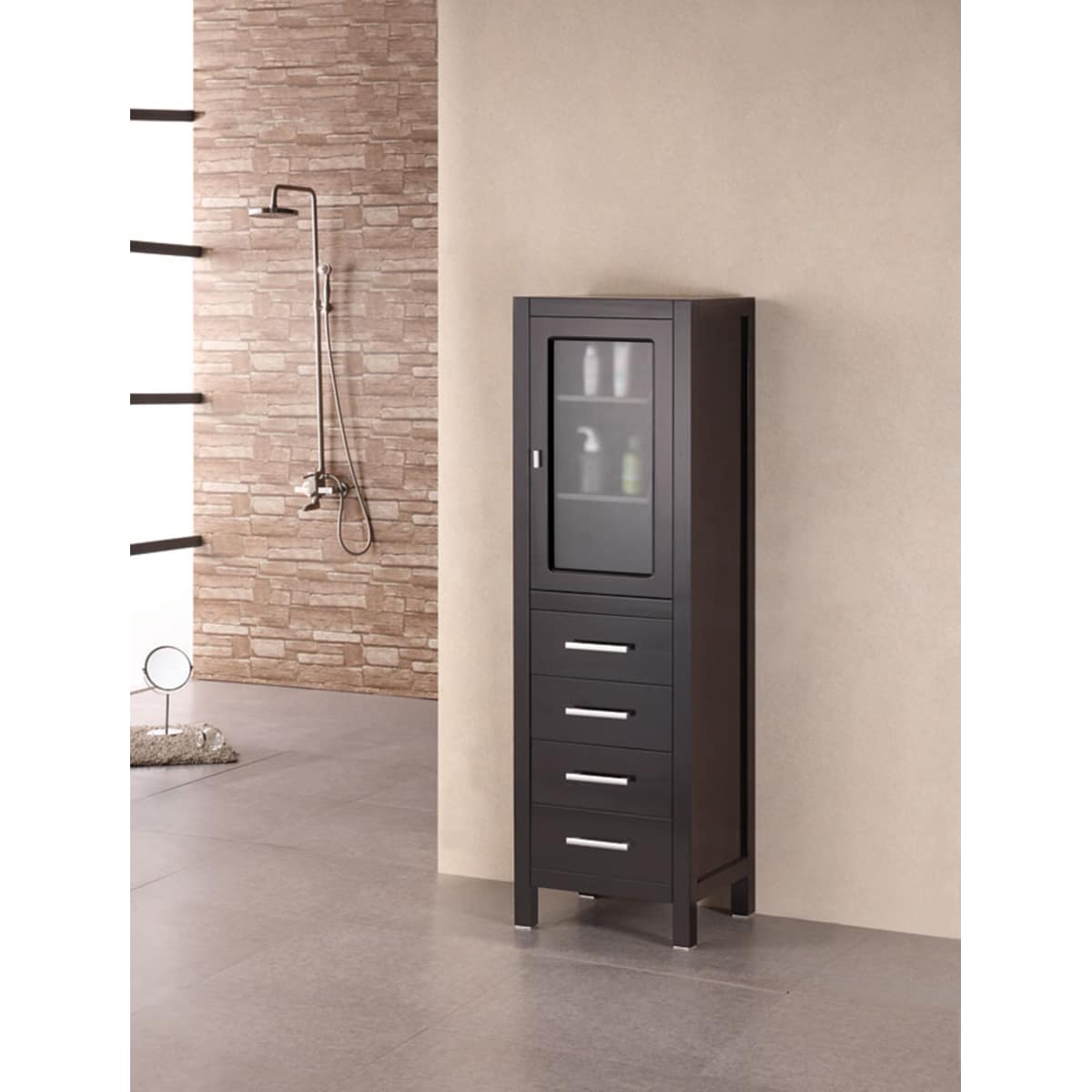 Design Element Cab004 W White London 60 Linen Cabinet With Wooden
