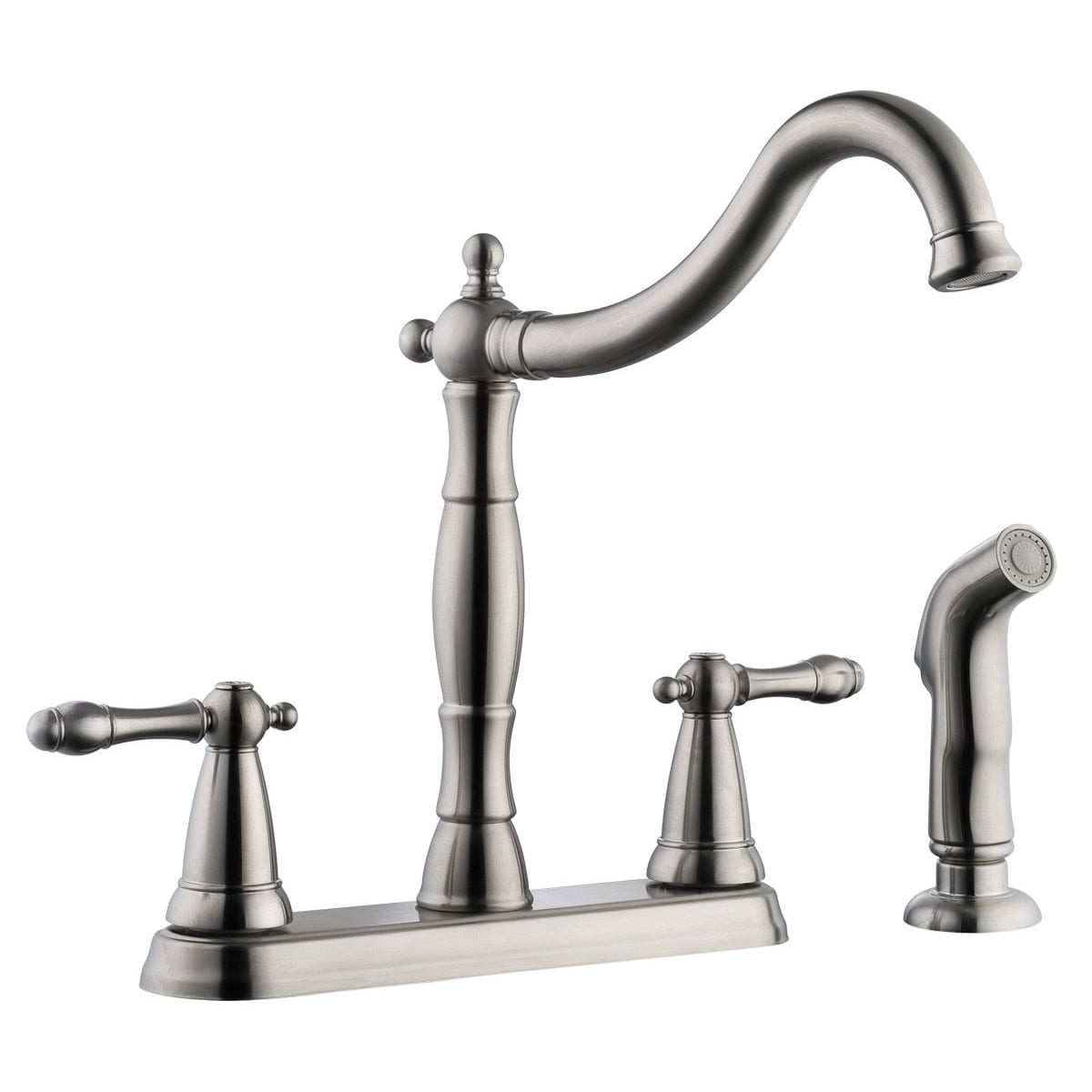 Design House 523241 Satin Nickel Double Handle Kitchen Faucet With