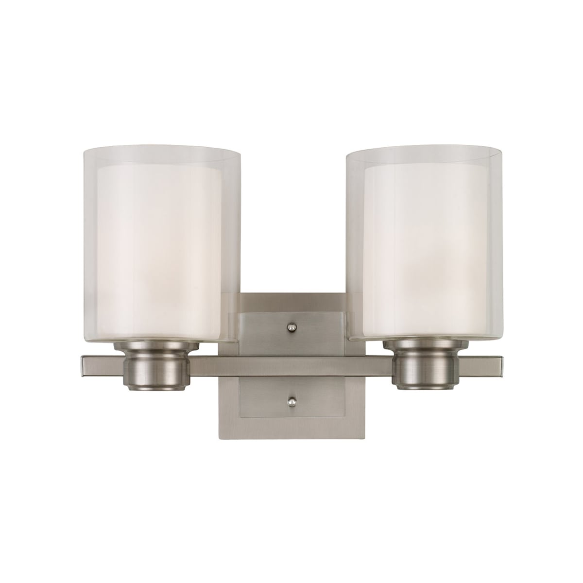 Design House Oslo 3-Light Double Glass Shade Brushed Nickel Vanity Light New Design House Oslo 3-Light Double Glass Shade Brushed Nickel Vanity Light New
