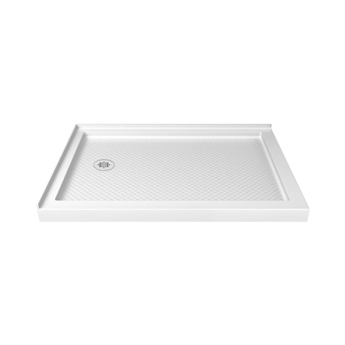 Tileon 36 in. x 36 in. Shower Base White, Centered Drain and Single-Threshold, Shower Caddy in White