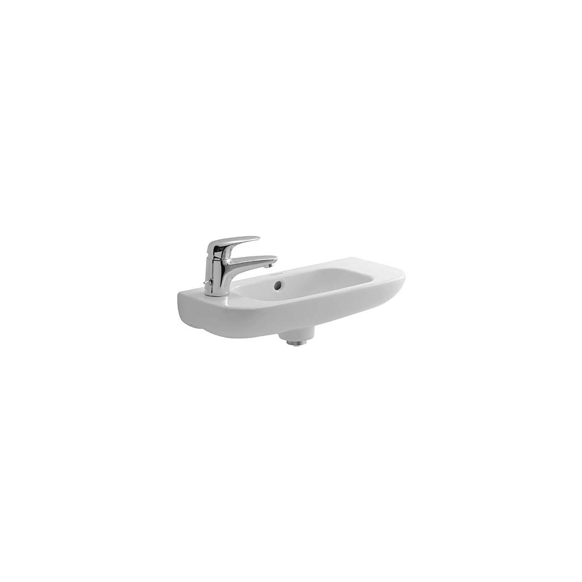 Duravit 07065000092 White Glazed Underside D Code 19 5 8 Specialty Ceramic Wall Mounted Bathroom Sink With Overflow And 1 Faucet Hole On Left Faucet Com