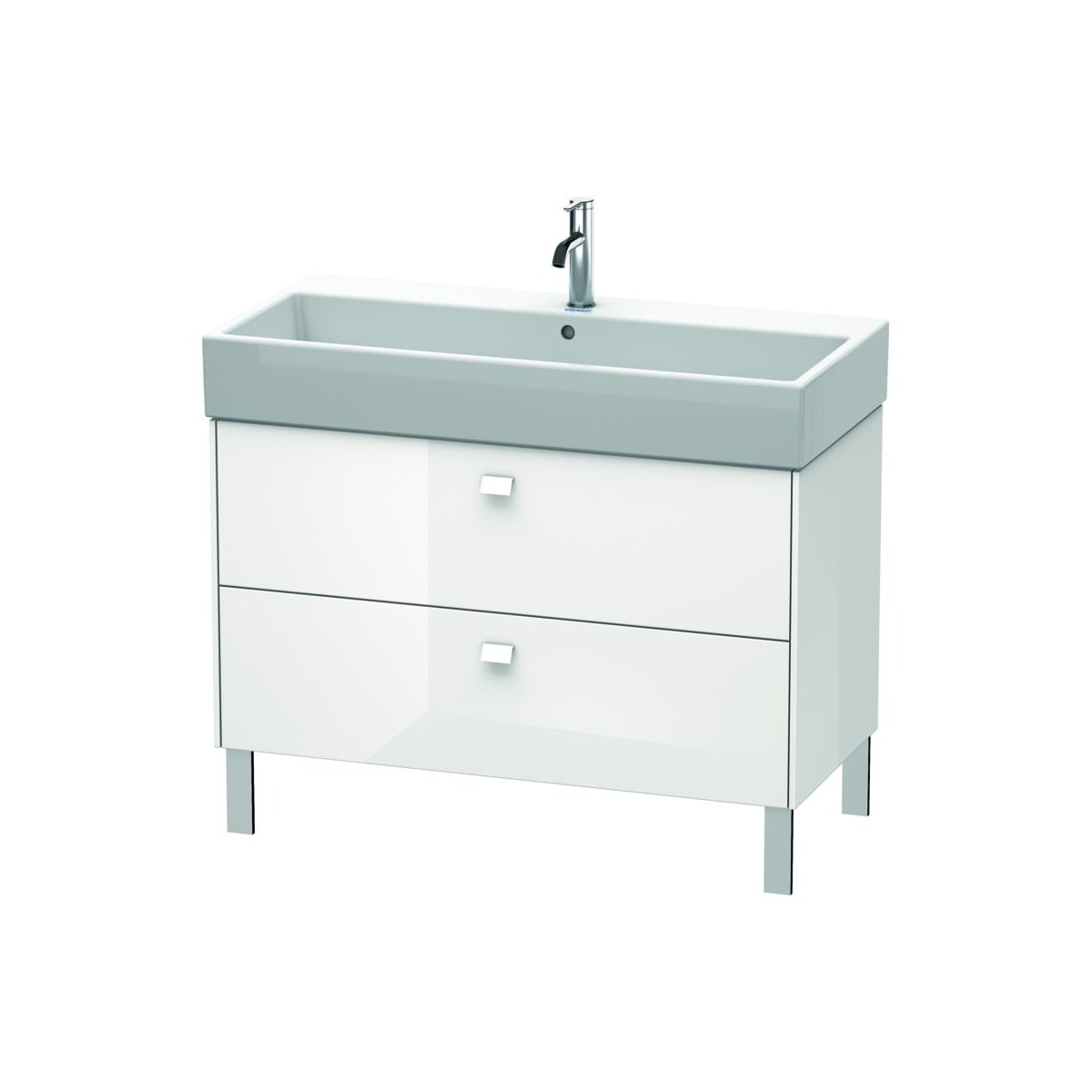 Duravit Br443602222 White High Gloss Brioso 39 Single Free Standing Wood Vanity Cabinet Only Less Vanity Top Faucet Com