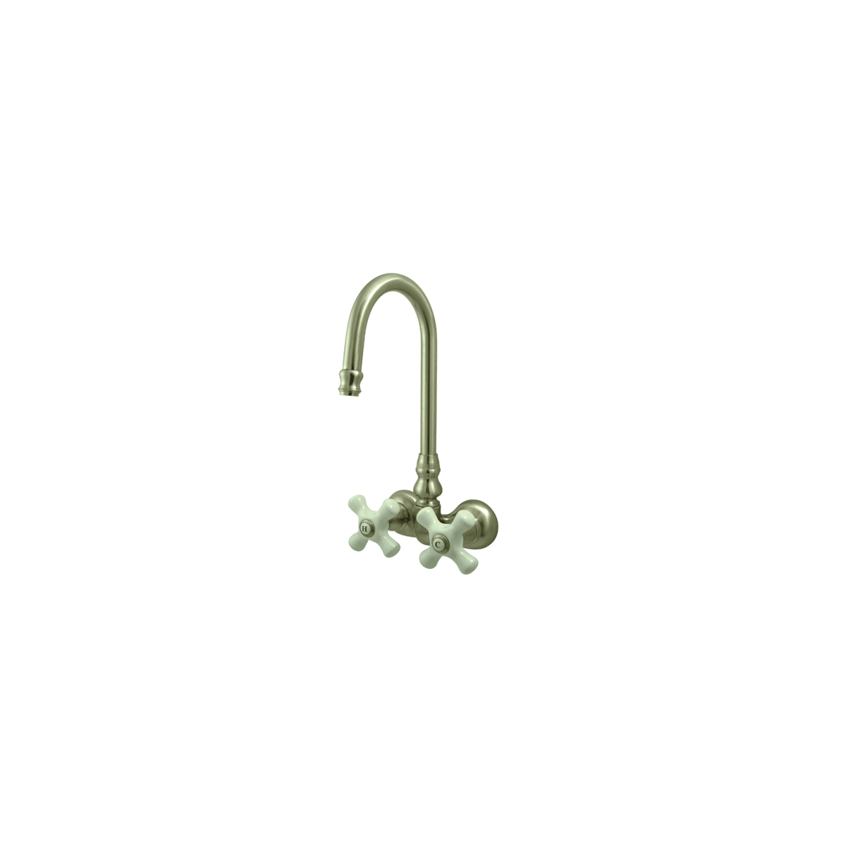 Elements Of Design Dt0718px Satin Nickel Double Handle Wall Mounted Clawfoot Tub Filler With 3 3 8 Center Hi Rise Spout And Porcelain Cross Handles From The Hot Springs Collection Faucet Com