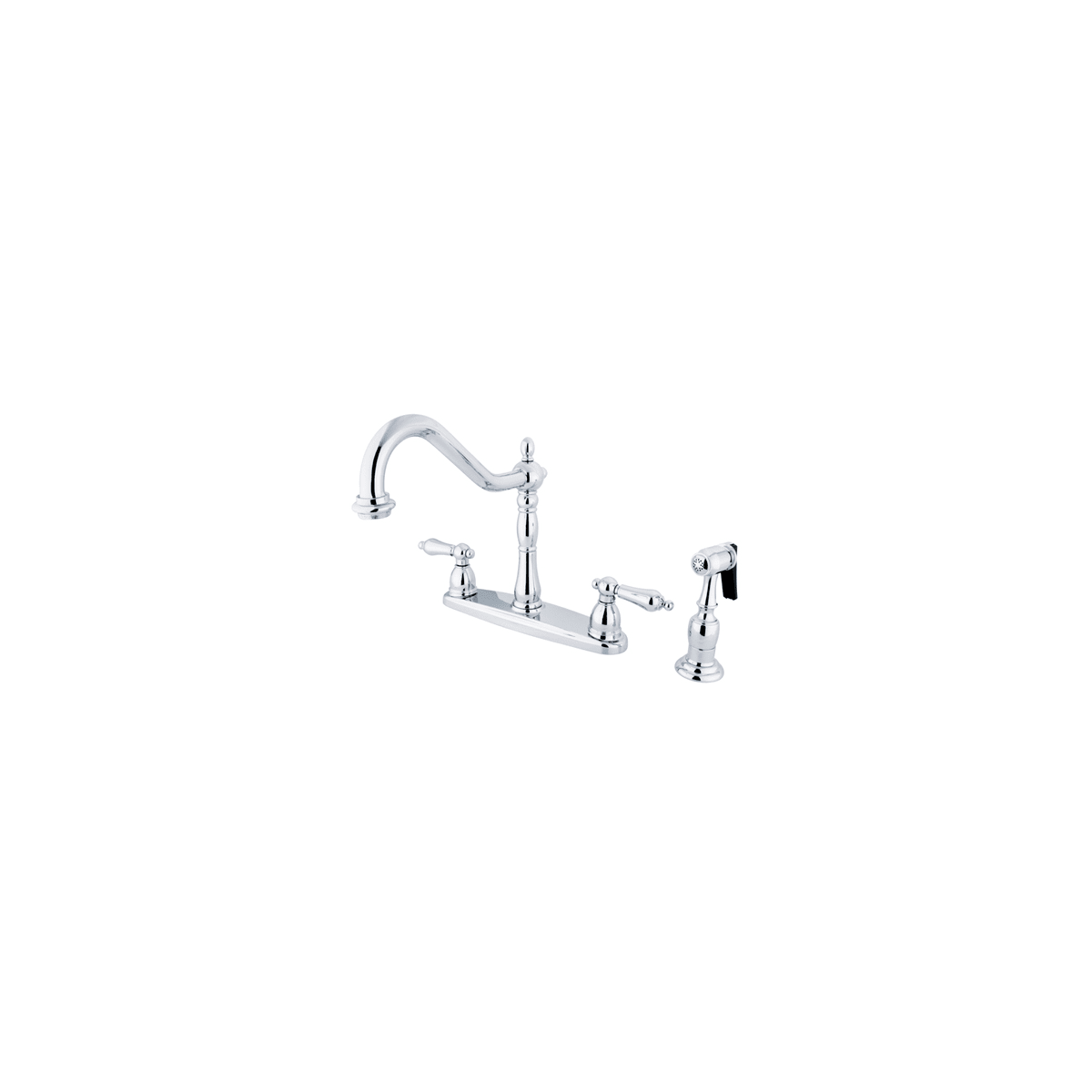 Elements Of Design Eb1751albs Chrome Heritage Double Handle 8 Centerset Kitchen Faucet With American Lever Handles And Brass Side Spray Faucetdirect Com