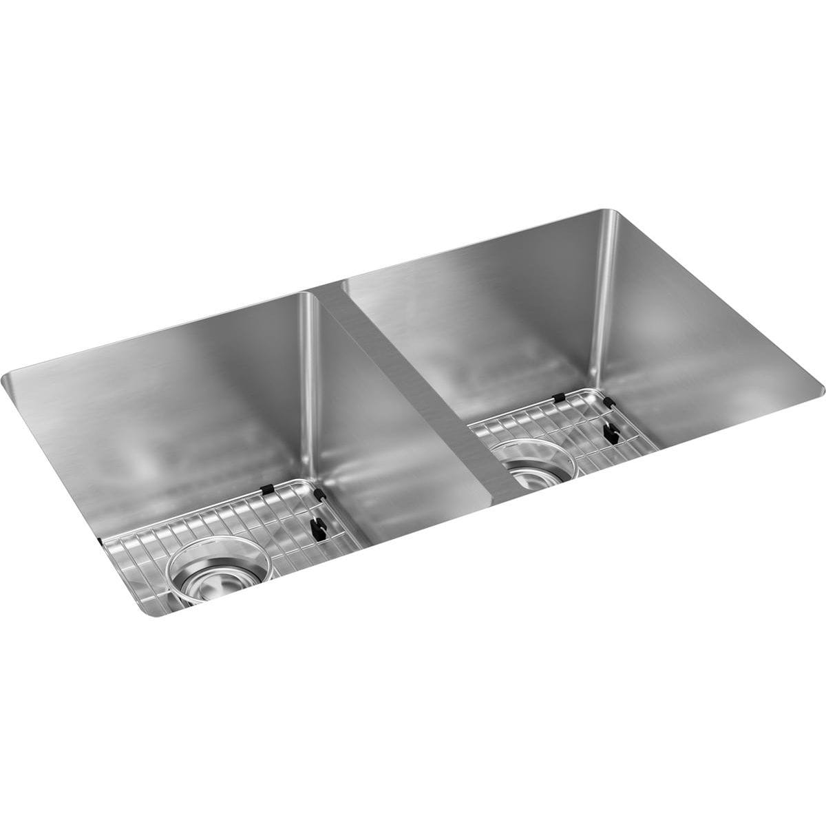 Elkay Efru311810tc Stainless Steel Crosstown 30 3 4 Undermount Double Basin Stainless Steel Kitchen Sink With Basin Rack And Basket Strainer Faucet Com