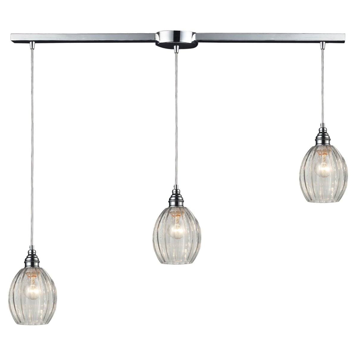 Elk Lighting 46017 3L Polished Chrome Danica 3 Light 36 Wide Linear Pendant with Rectangle Canopy and Clear Glass Shades LightingDirect