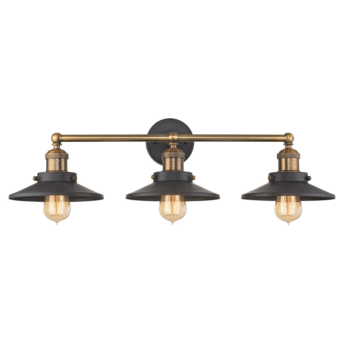 Elk Lighting 67182 3 Antique Brass Tarnished Graphite 3 Light Bathroom Vanity Light from the English Pub Collection FaucetDirect