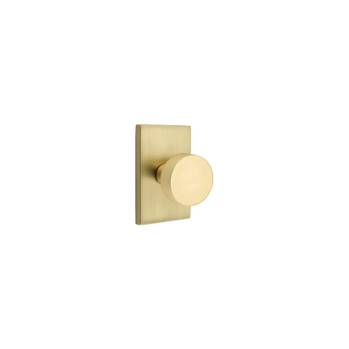 Emtek 5212ROUUS4 Satin Brass Round Knobset Privacy Door Knob Set with  Modern Rectangular Rose 