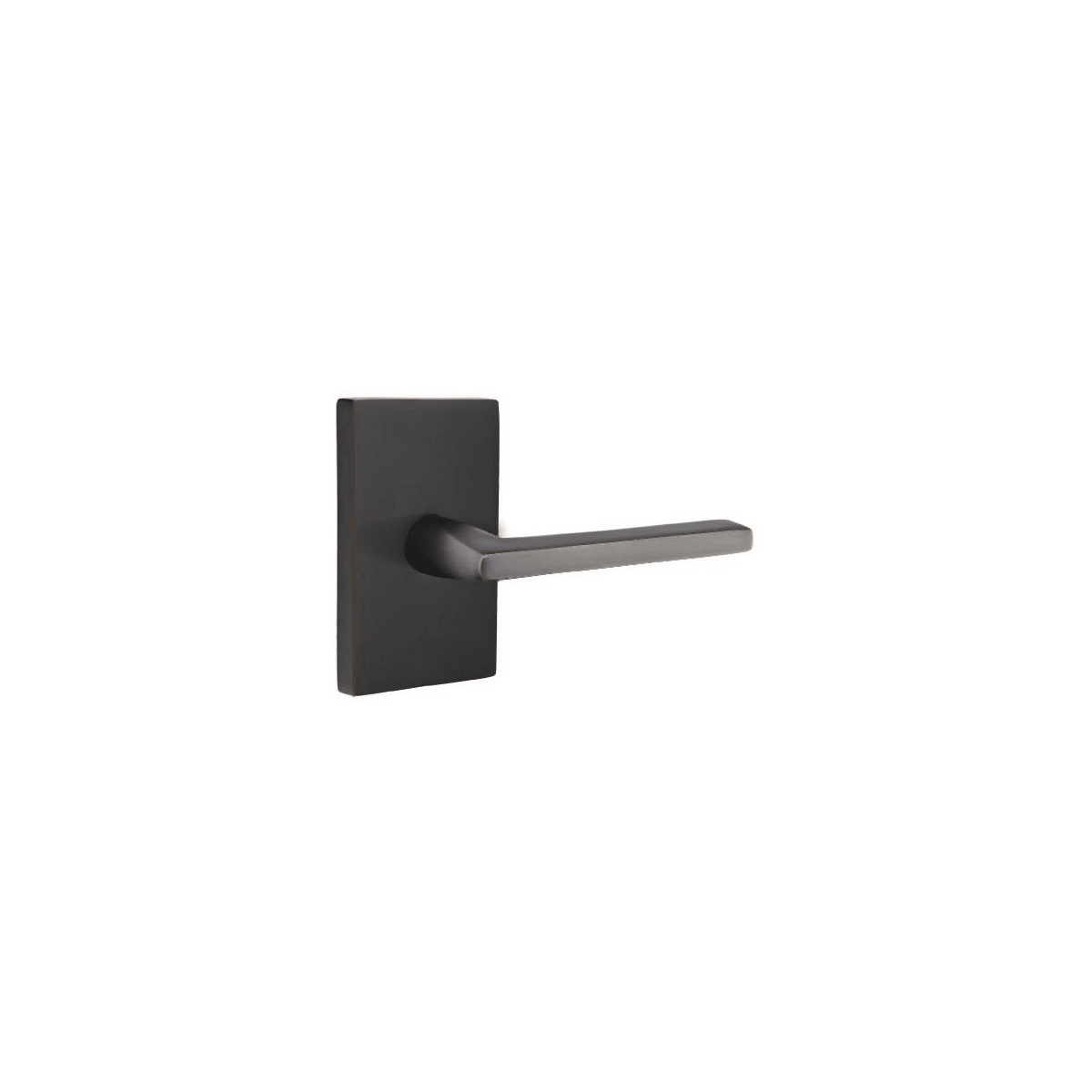 Brass Modern Hardware Collection - Privacy Helios Left Handed Door Lever  With Modern Rose in Satin Nickel by Emtek Hardware - 5207234HLOLHUS15