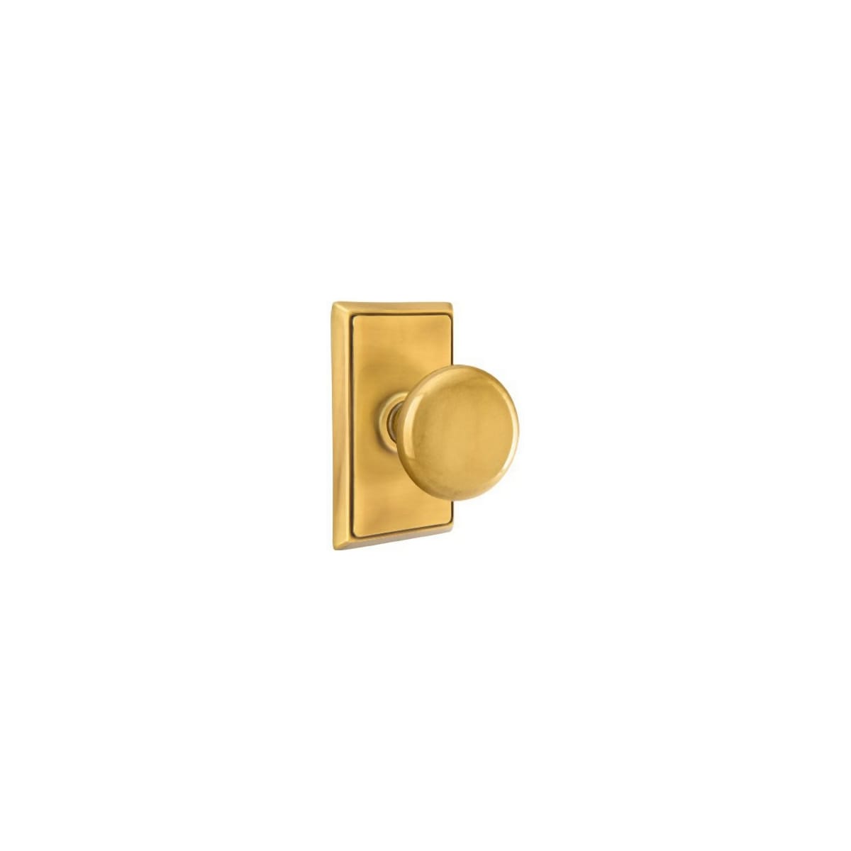 Emtek 8521PUS3NL Unlacquered Brass Providence Non-Turning Two-Sided Dummy  Door Knob Set with Rectangular Rose from the Brass Classic Collection 