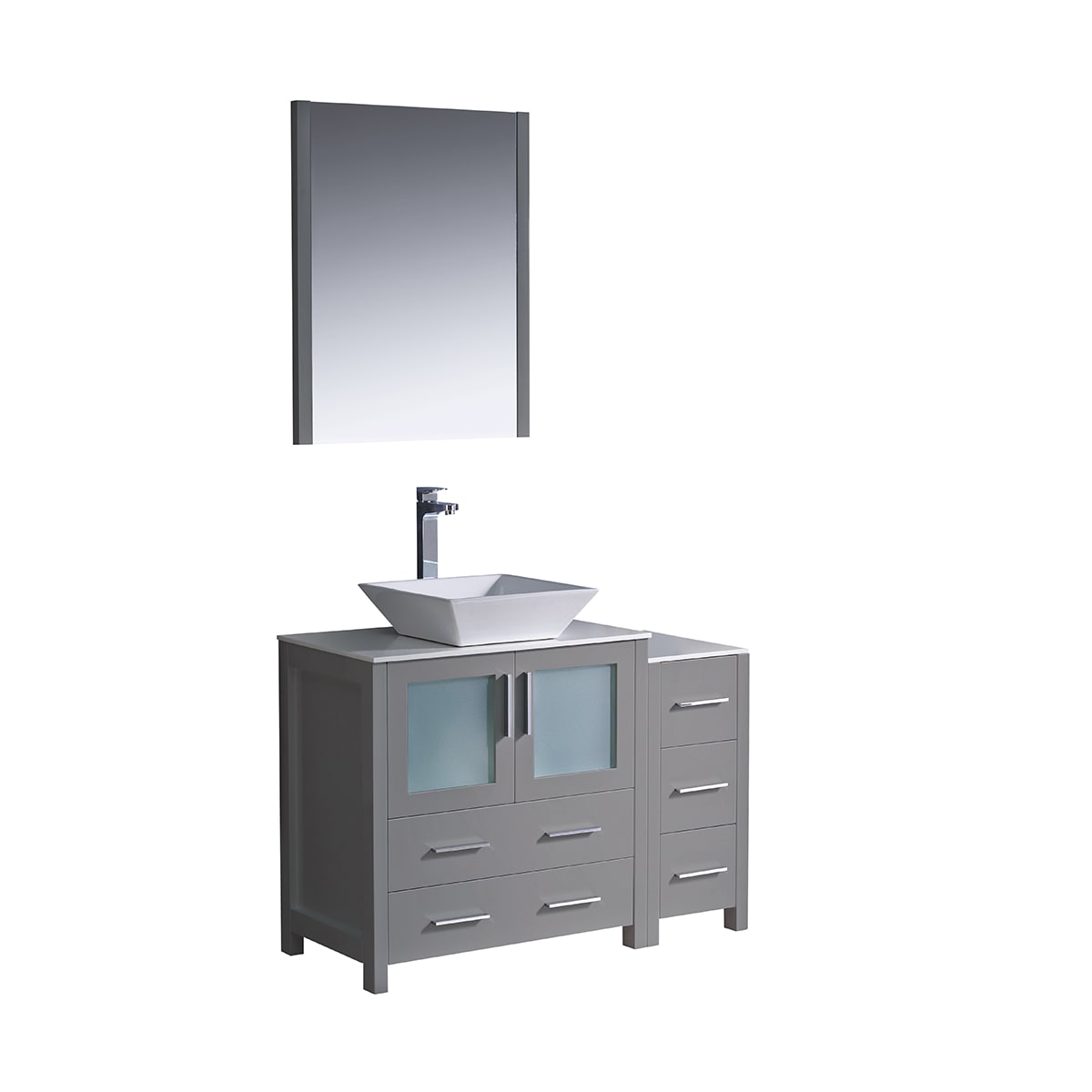 Fresca Fvn62 3012gr Vsl Gray Torino 42 Free Standing Single Vanity Set With Engineered Wood Cabinet Ceramic Vanity Top Framed Mirror And Single Hole Faucet