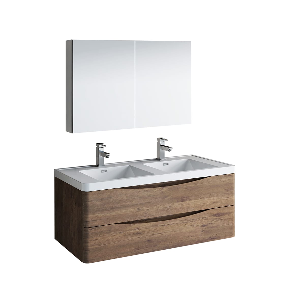 Fresca Fvn9048rw D Rosewood Tuscany 48 Wall Mounted Double Basin
