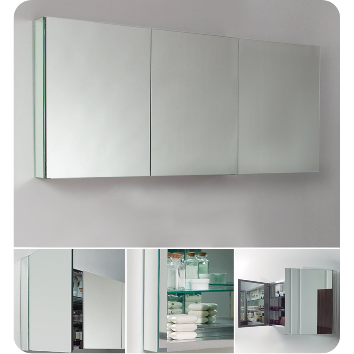 Fresca Fmc8019 Mirror 60 Triple Door Frameless Medicine Cabinet