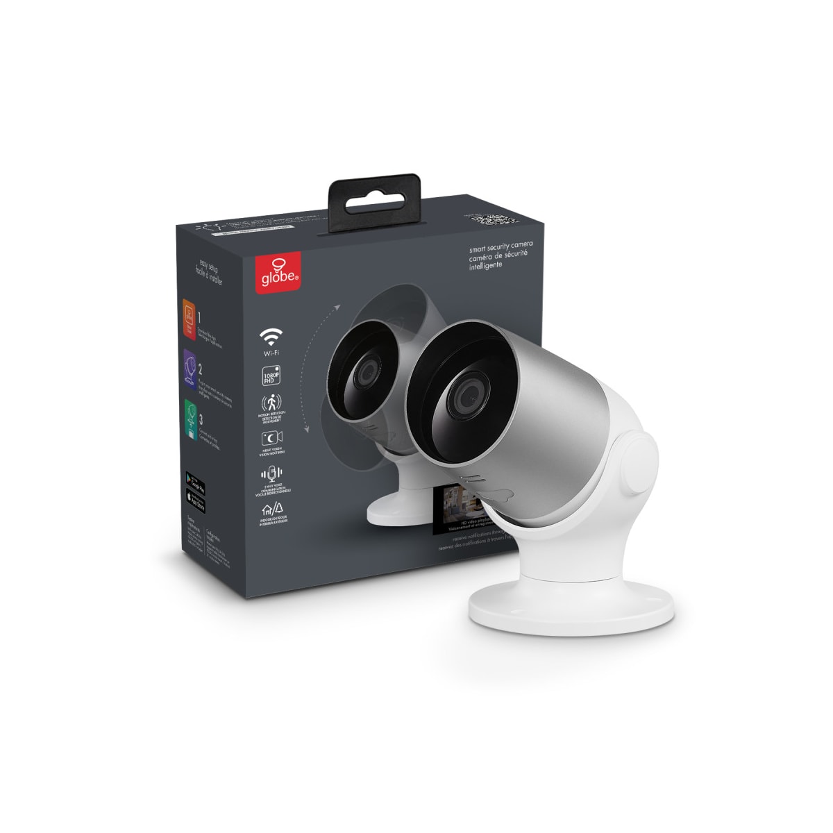 Globe Electric 50108 Satin Wi Fi Smart Indoor Security Camera No