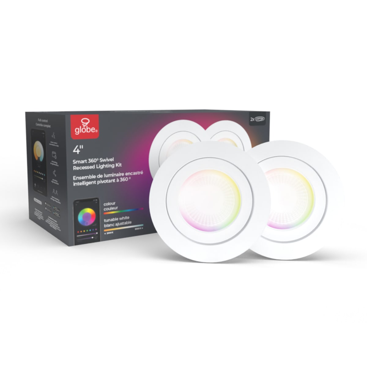 Wi Fi Smart 4 Swivel LED Multicolor White Recessed Lighting Kit 2 Pack 50467