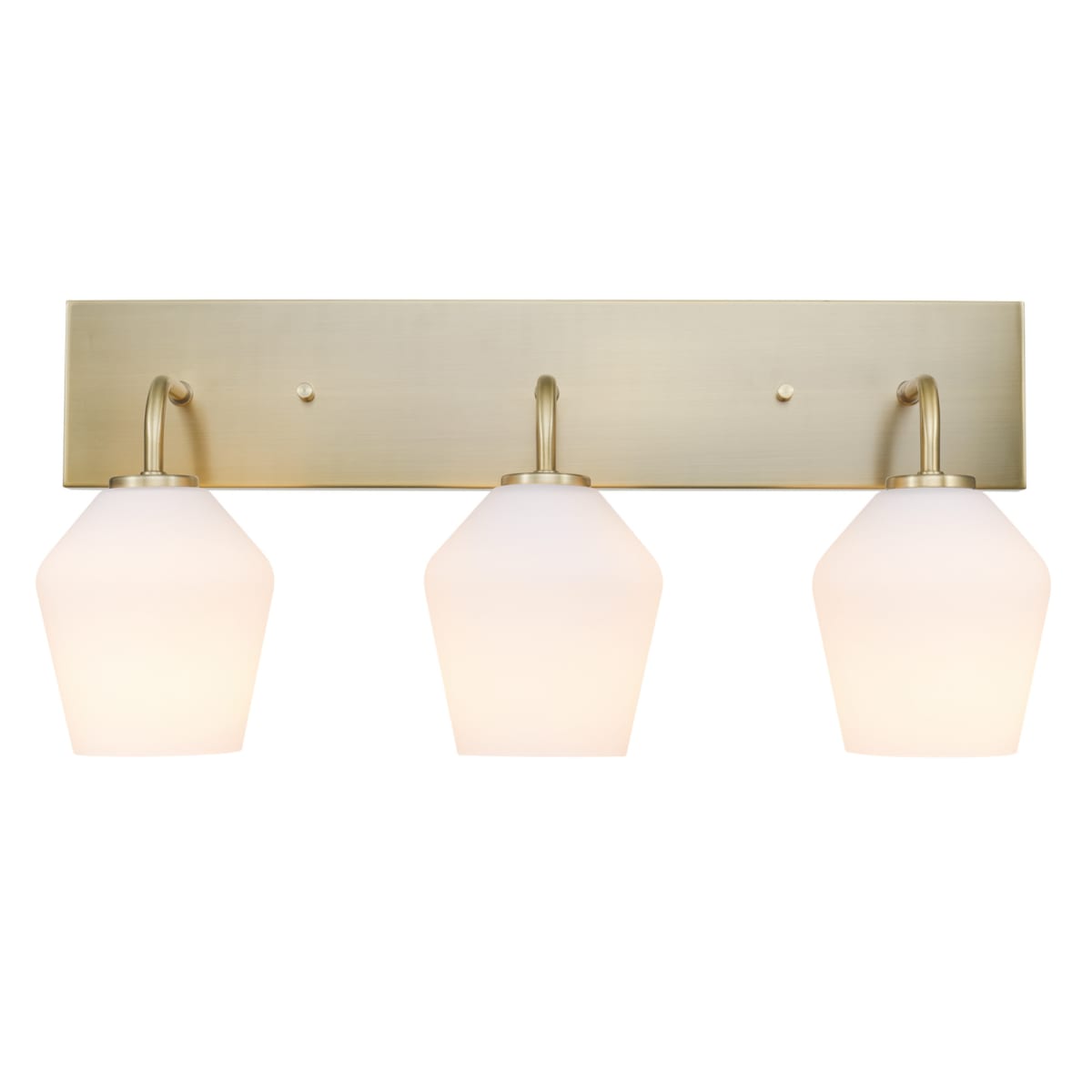 Globe Electric 51615 Raja 3 Light Vanity Light Matte Brass Opal Glass Shades